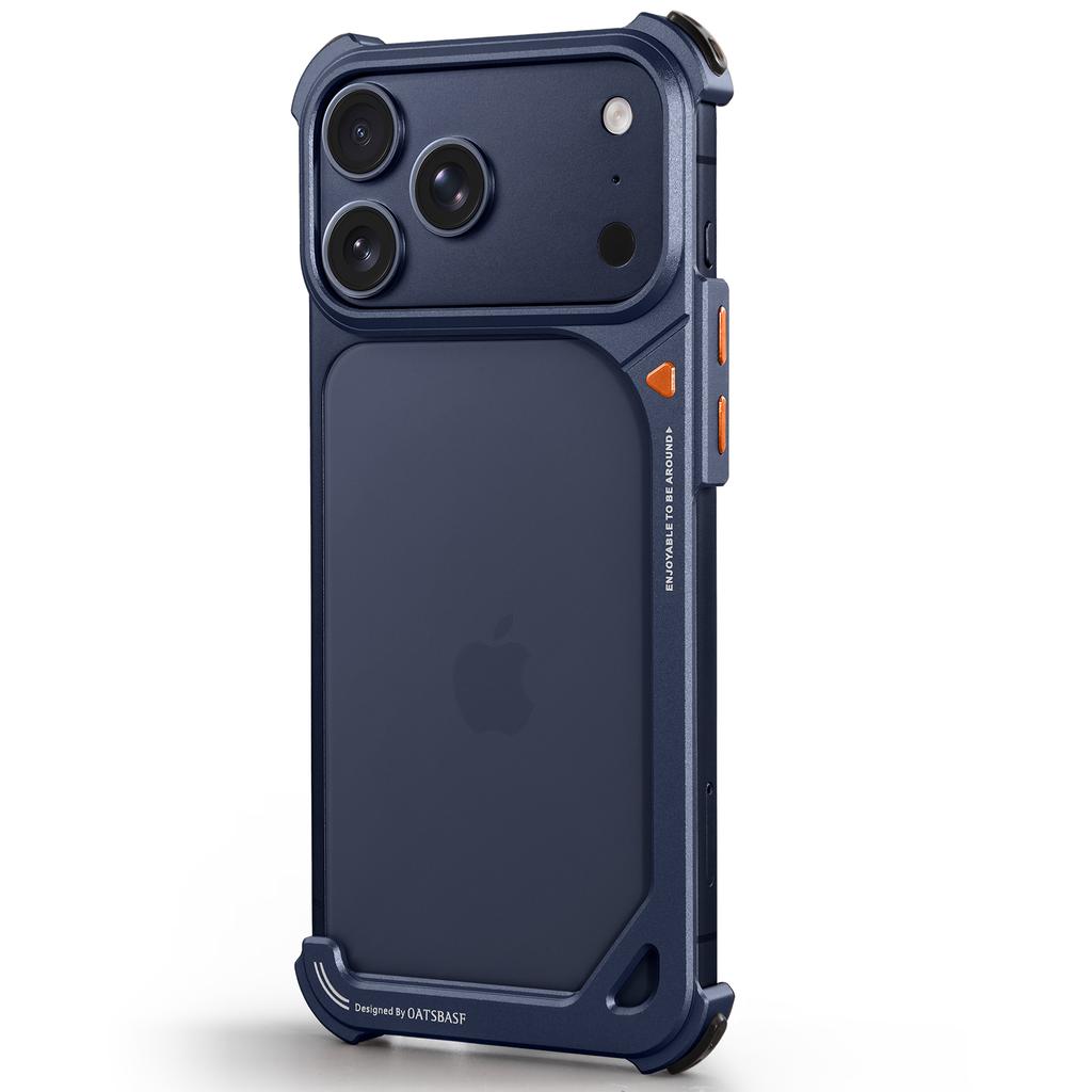 Oatsbasf Metalen Frameloze Telefoonhoes voor iPhone 17 Pro Max & 17 Pro Schokbestendige Bumper 9 Vorm Telefoonhoesje Blote Telefoon Gevoel Shell