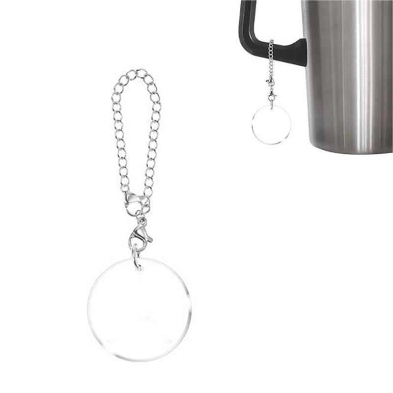 Set of 12 Acrylic Circles with Silver Chain Attachments for Crafts Personalized Creation Keychain Pendant Accessory