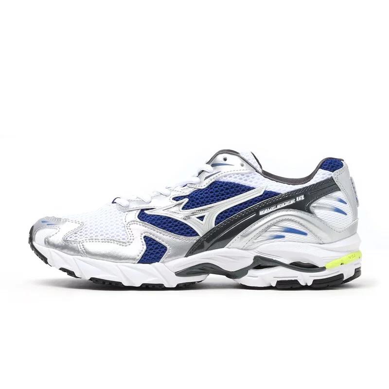 Mizuno Wave Rider 10 Comfortable Versatile Shock Absorbing Durable Low Top Casual Running Shoes Unisex sneaker White Blue D1GA210406