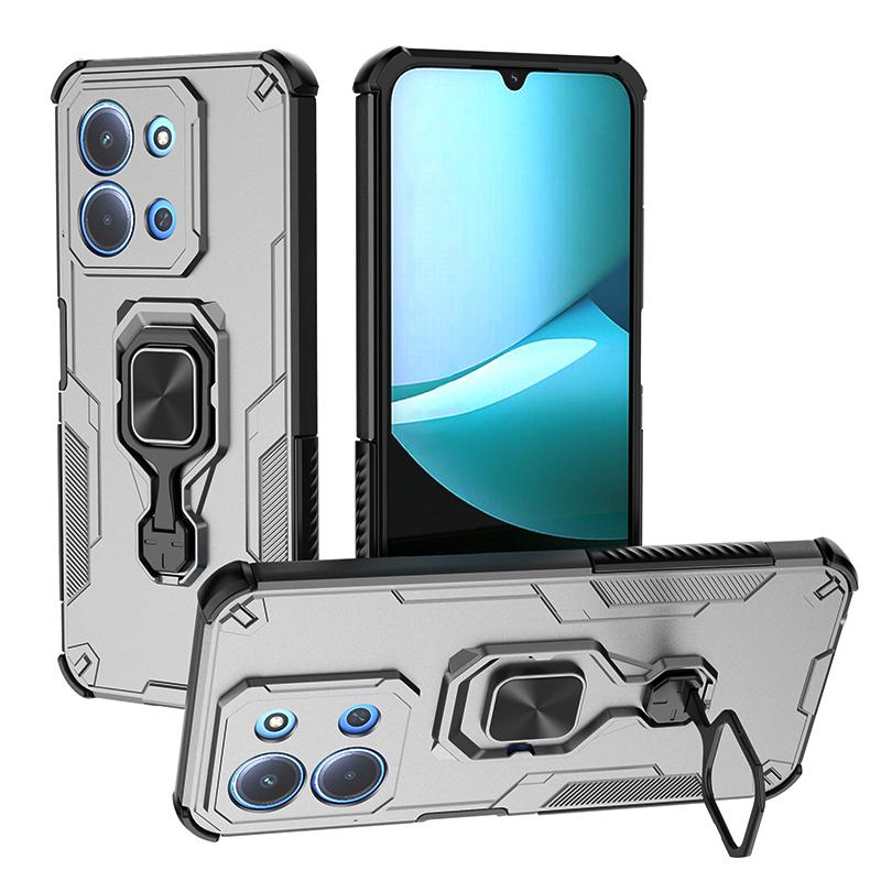 KEYSION Shockproof Armor Case for Redmi 15C 171mm 173mm Silicone+PC Upright Metal Live Ring Stand Phone Cover for Xiaomi POCO C85