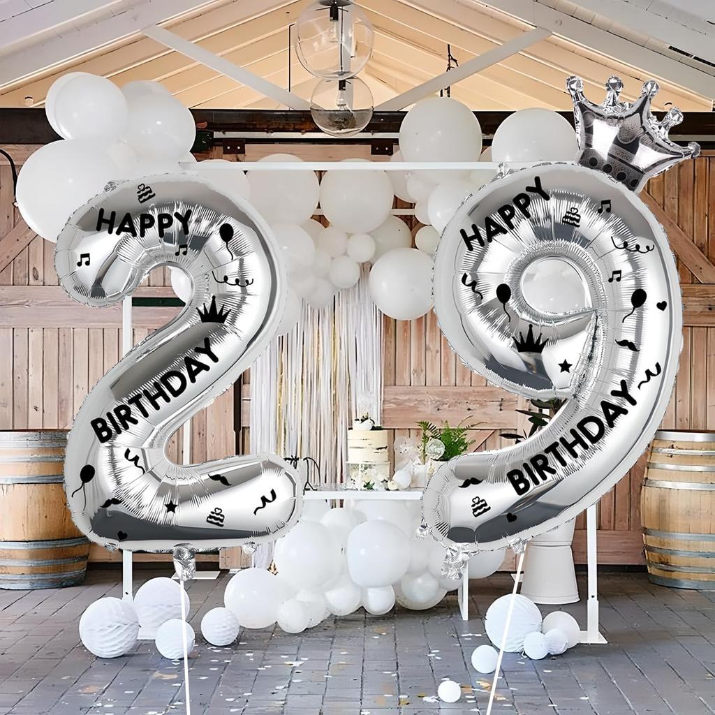 40 Inch Silver Foil Balloon Number 28,Crown 28th Birthday Party Decorative Balloons,Number Large Numbers Balloon 28,Girls Boys 28th Birthday