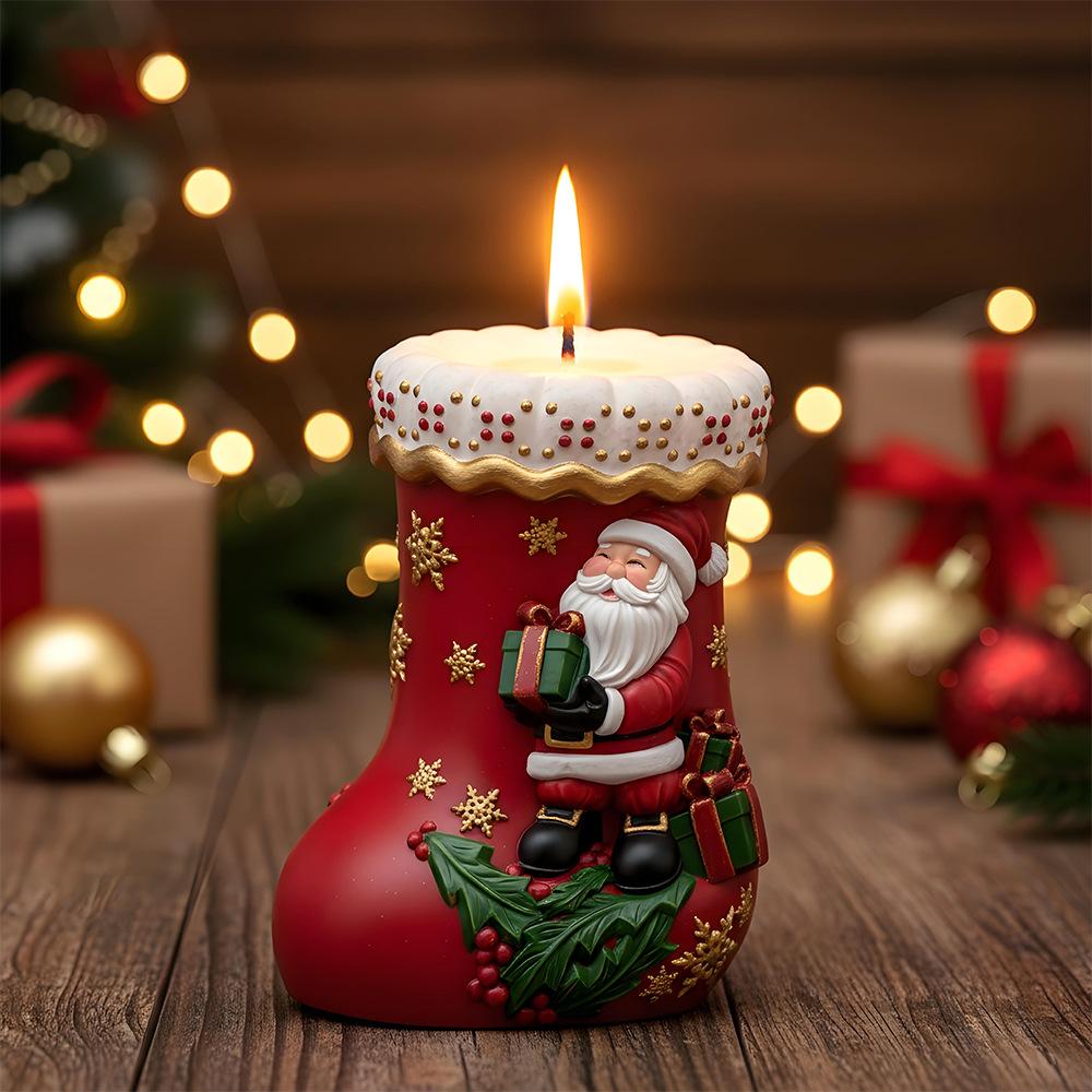 Holiday Stocking Silicone Mould Adorable Santa Claus Candle Mold Christmas Gift Mold Easy To Demold For Scented Ornament Making