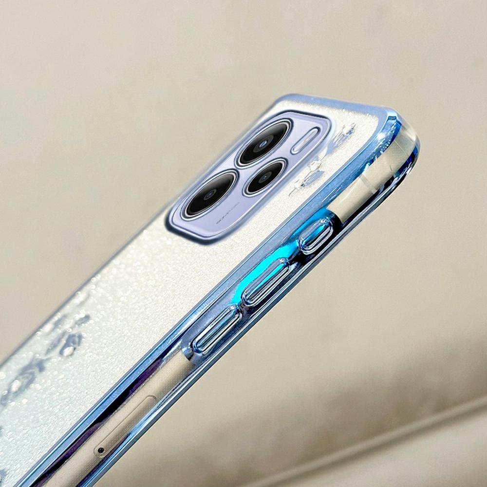 For Xiaomi Redmi Note 14 4G (163.25mm) Case Flower Pattern TPU Gradient Phone Cover with Lanyards