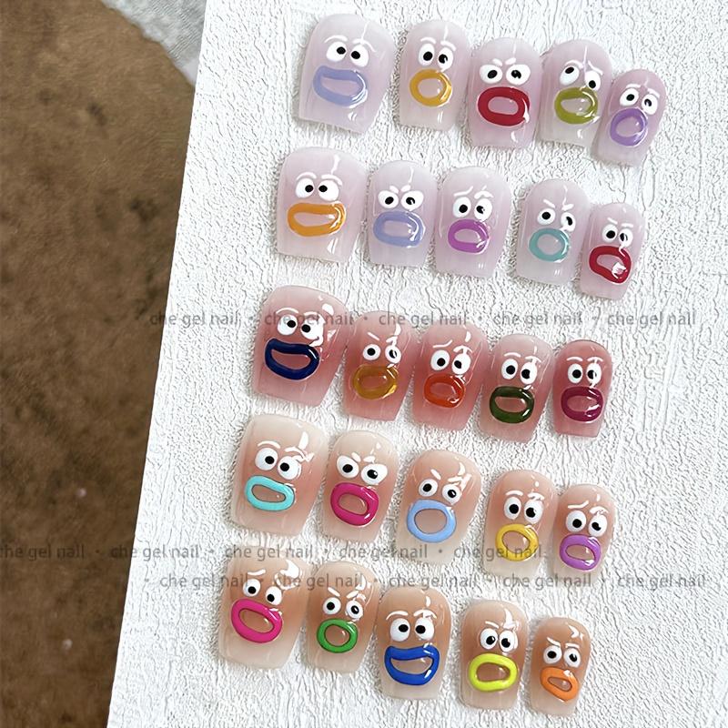 Cartoon Mouth Nail Stickers Cute Self-Adhesive Decals for Manicures, Glossy Finish, Fantasy-Themed,Nail Art Accessory