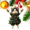 Acrylic flat 2D cute kitten pendant dressed as a Christmas tree can be used for bags,keychains, rearview mirrors Christmas trees and other decorations