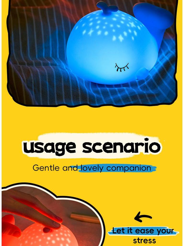 Whale Silicone Night Light: Cute Cross-Border Souvenir for Baby's Bedroom and Bedside