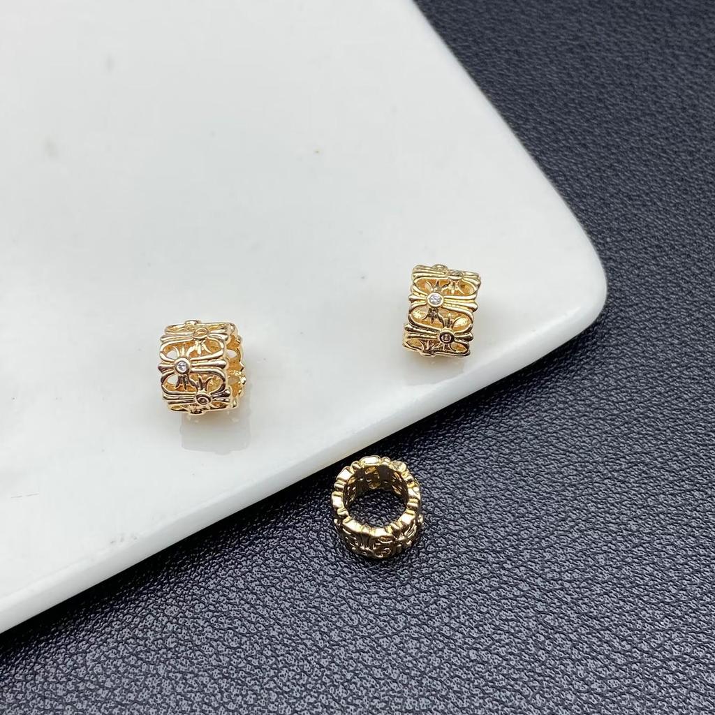 14k High-Retention Cubic Zirconia Hollow Spacer Barrels for DIY Jewelry Crafting