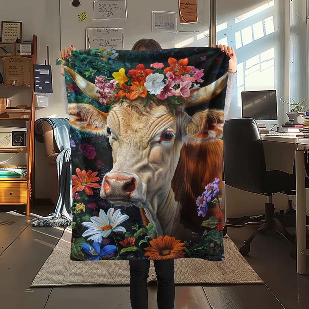 1Pc Cartoon Print Flannel Blanket, High Quality Comfortable for All Seasons, Home Decor, Warmth and Comfort, Perfect for Christmas Birthday Gift