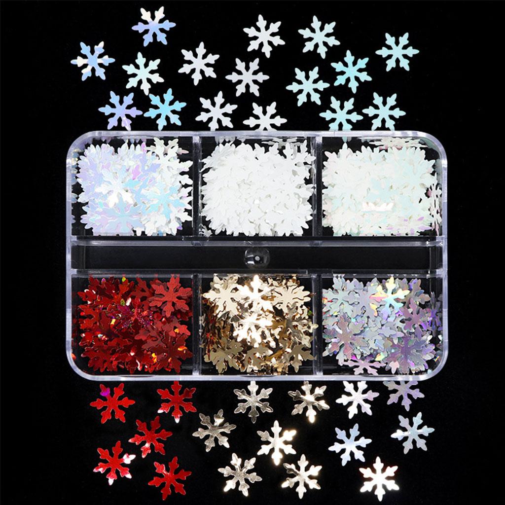 Glitter Snowflake Sequin Snowflakes Nail Art Christmas Nail Sequins Sparkly Snow