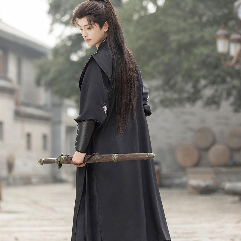 Chinese Song Dynasty Style Hanfu Jacquard Cross Collar Brodert Martial Arts Drakt
