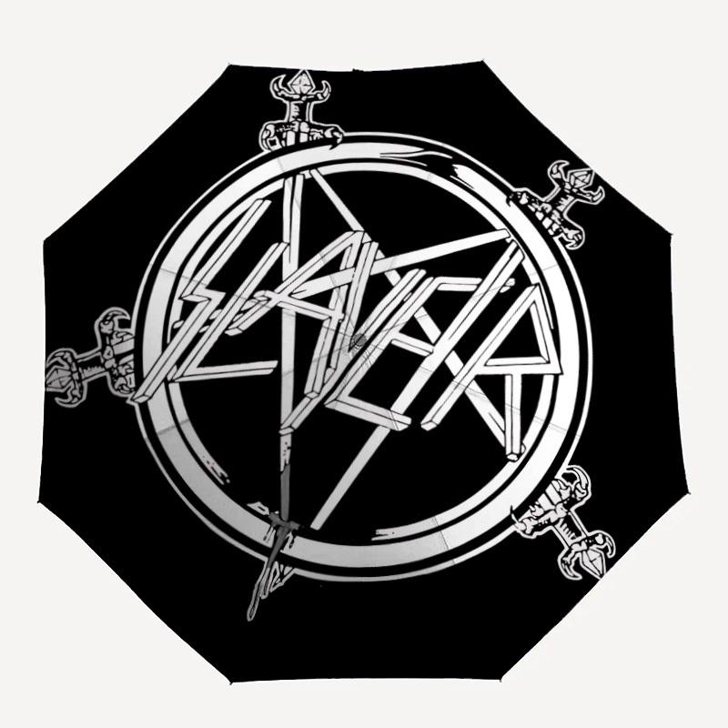 

1pc Slayer Logo Automatic Umbrella 8 Rib Portable Folding Black Iron Frame for Outdoor, Beach, Travel, Beach Umbrella 159