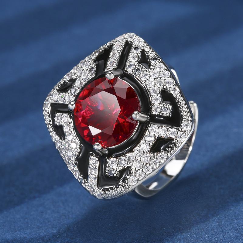 Autumn And Winter Jewelry Copper Bottom Gold-Plated Simulation Red Corundum Round Temperament Light Luxury Suit Female 10Mm