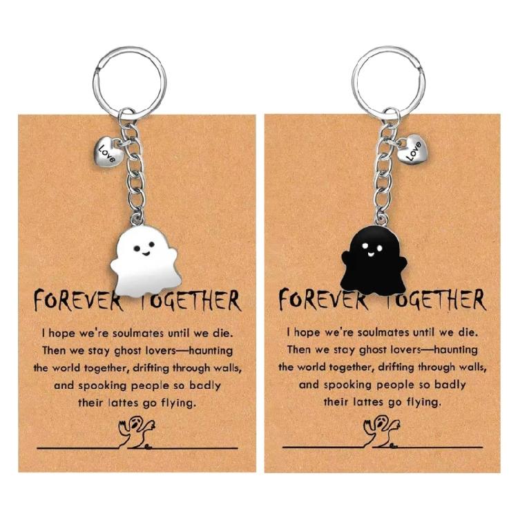 Spooky Wraith Key Ring Halloween Stocking Stuffer for Women Girls Teens Cute Boo Basket Gift for Friend With Gift Card