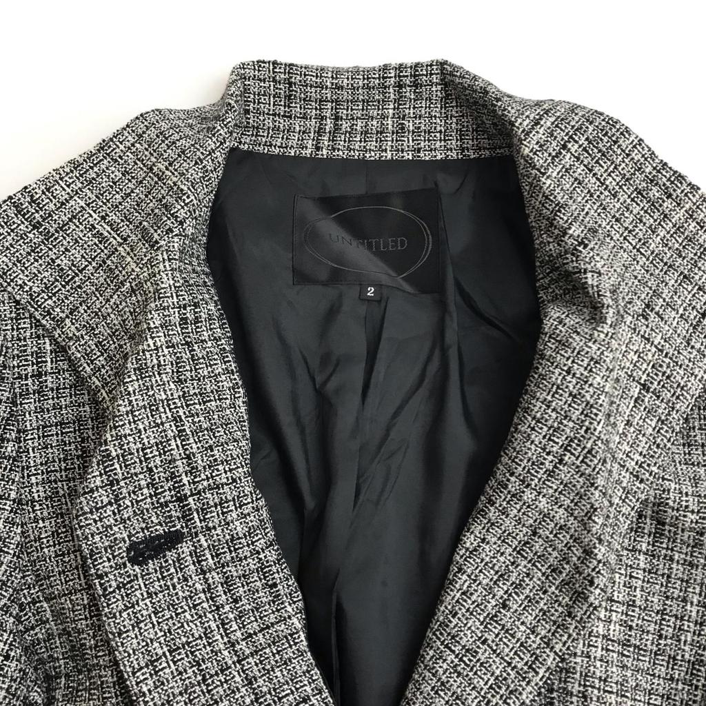 Made In Japan UNTITLED Tailored Jacket 2 M Women White×Black Tweed Fully Lined(USED)