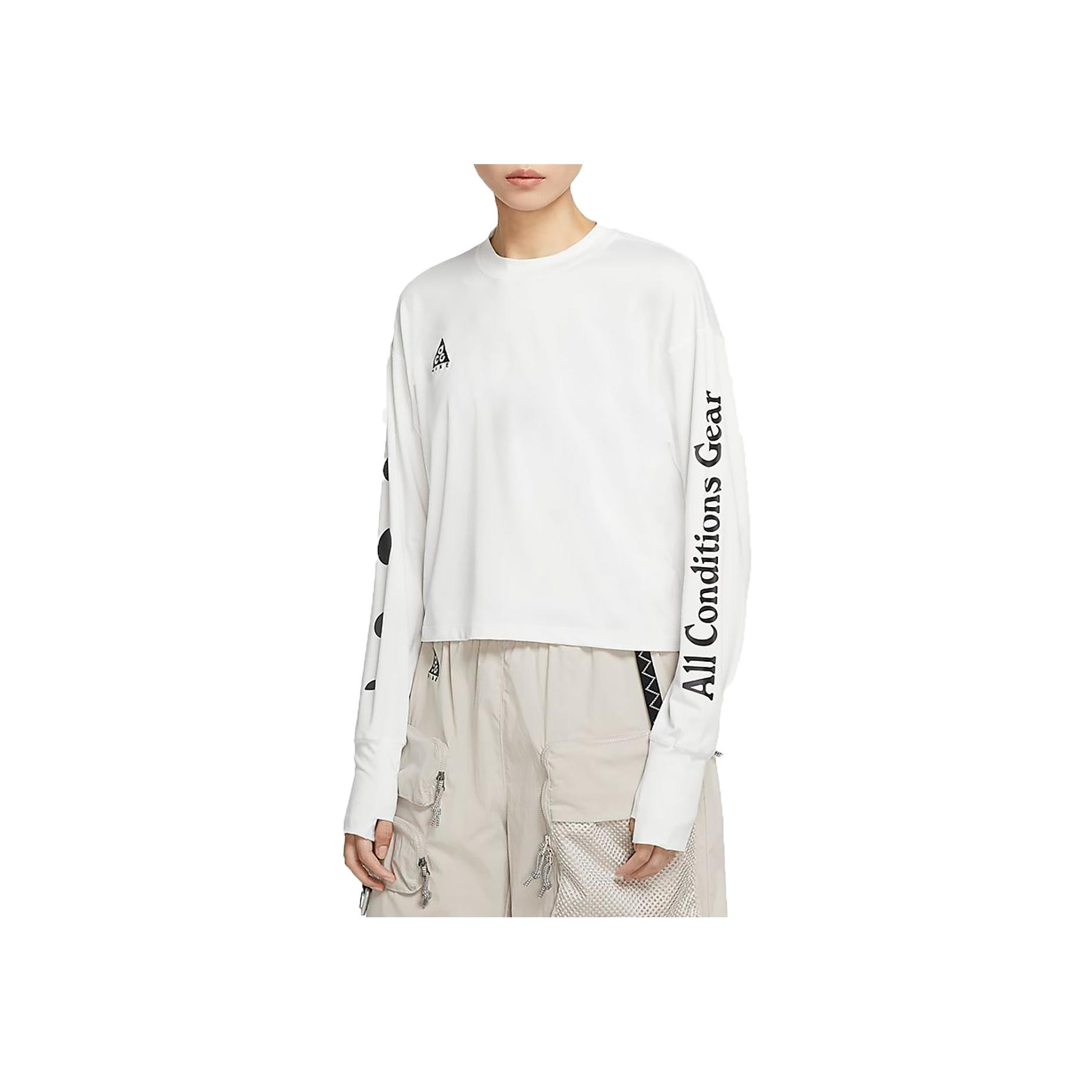 

Nike Футболка с круглым вырезом и длинным рукавом с надписью ACG Series, женские топы, белая CK6883-100 M