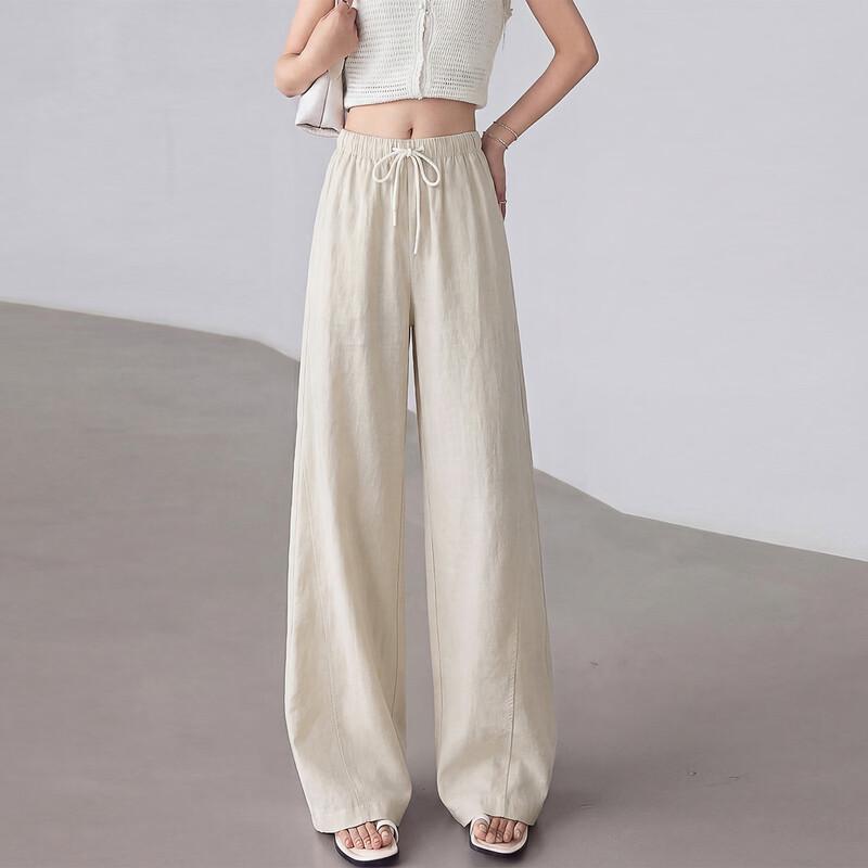 Women s Elegant High-Waist Straight Wide-Leg Pants 2XL