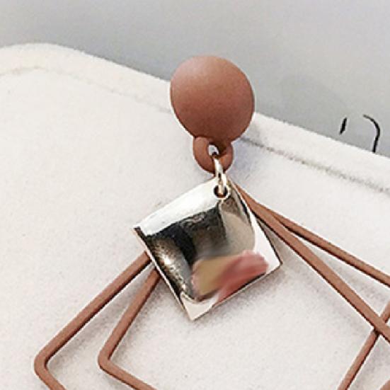 1 Pair Ear Studs Piercing Concise Style Alloy Double Square Dangle Earrings for Gift