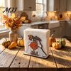 Rustic Kitchen Storage Halloween Wooden Napkin Holder, Ghost Black Cat Decorative Tabletop Tissue Countertop Organizer Dispenser, Paper Towel