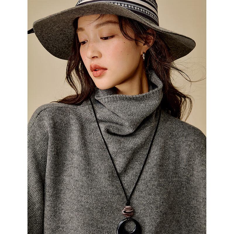 INMAN Damen Rollkragenponcho Wollpullover