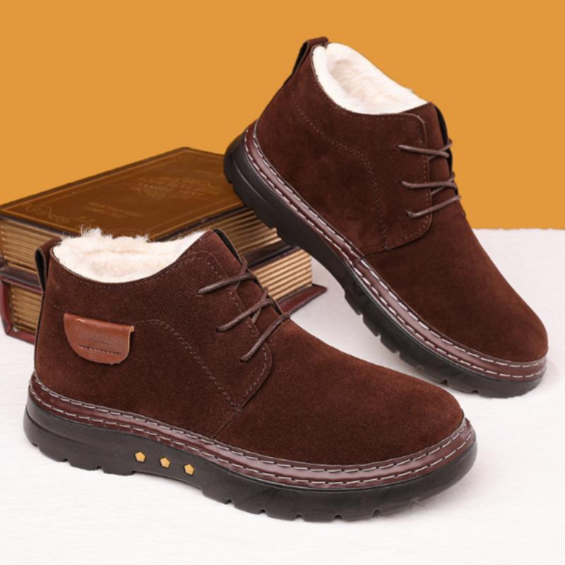 Winter Men's Shoes Snow Boots Anti-Slip Thickened Warm and Fleece-Lined Short Boots