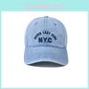 Embroidered Letter Nyc Denim Cap With Curved Brim And Windproof For Use Outdoor