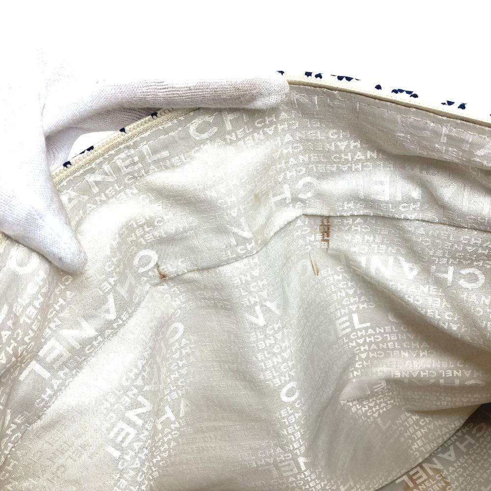 CHANEL Arabesque Bag Tote Bag Hand Bag Canvas White/Dark Navy Based