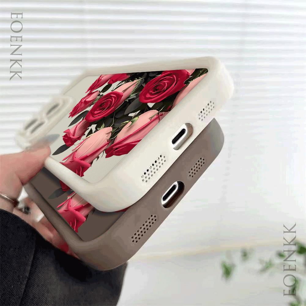 Rose Floral Pattern For iPhone 15 14 13 12 11 Pro Max XS X XR Max Mini IPhone 7 8 Plus SE 2022 Shockproof Candy Soft Cover