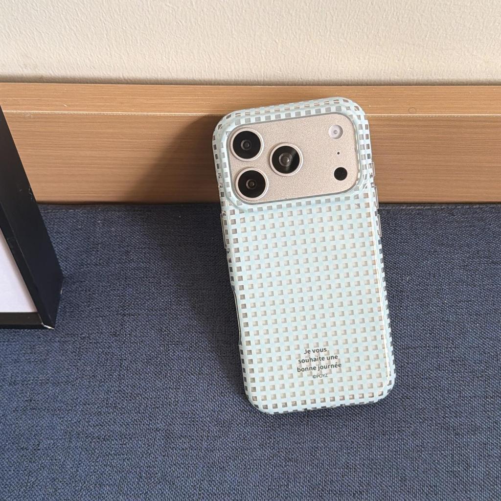 Korean Fresh Plaid Polka Dot Case for iPhone 15/16/17 Pro Max