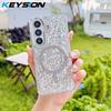 KEYSION Luxuxy Glitter Magnetic Phone Case for MagSafe for Samsung Galaxy S23 S24 S25 S26 Ultra 5G S26+ S25 Plus TPU+PC Shockproof Cover
