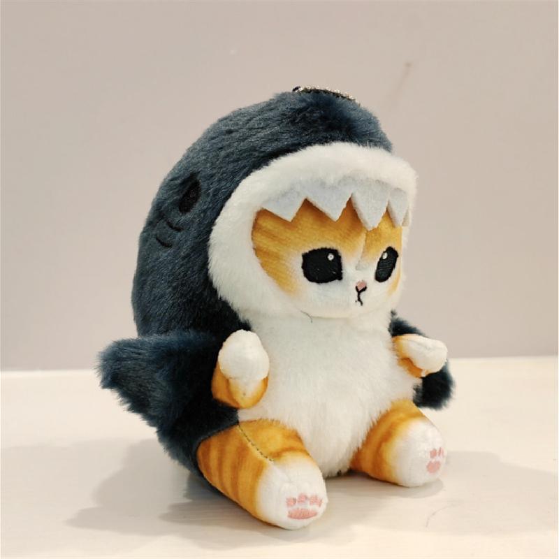 Kawaii Anime Hobby Tempura Fried Shrimp Shark Cat Cartoon Cute Kitten Plush Doll Keychain Bag Pendant Kids Girls Birthday Gift