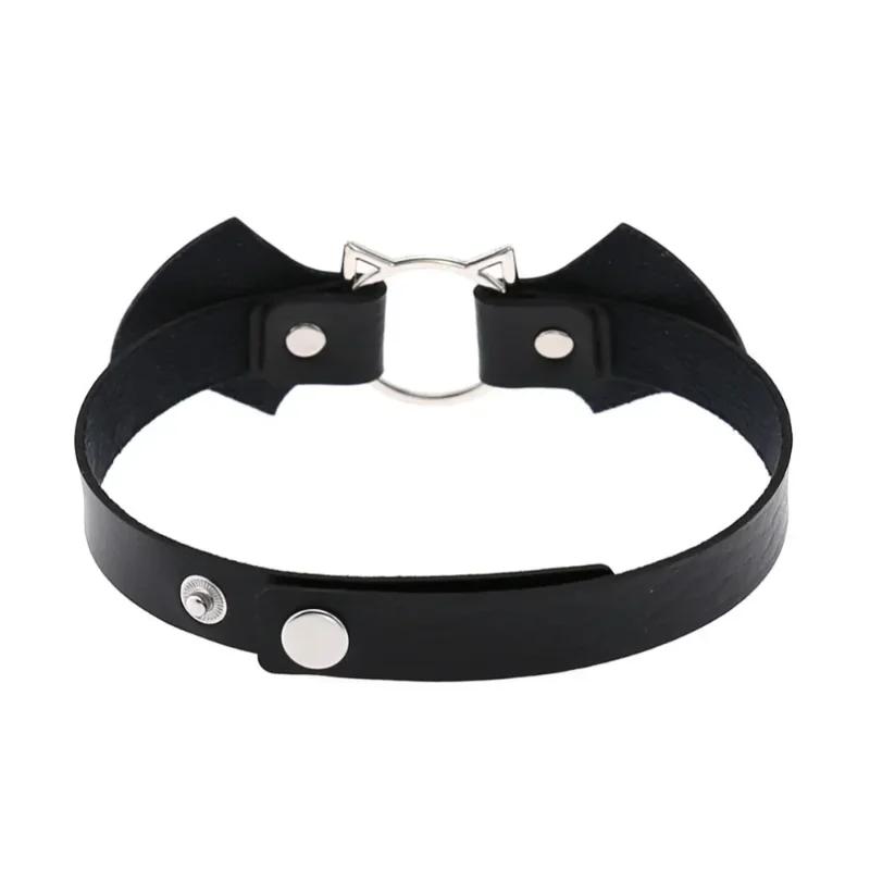 Vintage Punk Gothic Harajuku Cosplay Black White PU Leather Bat Choker Necklace for Women Men Statement Necklaces Jewelry