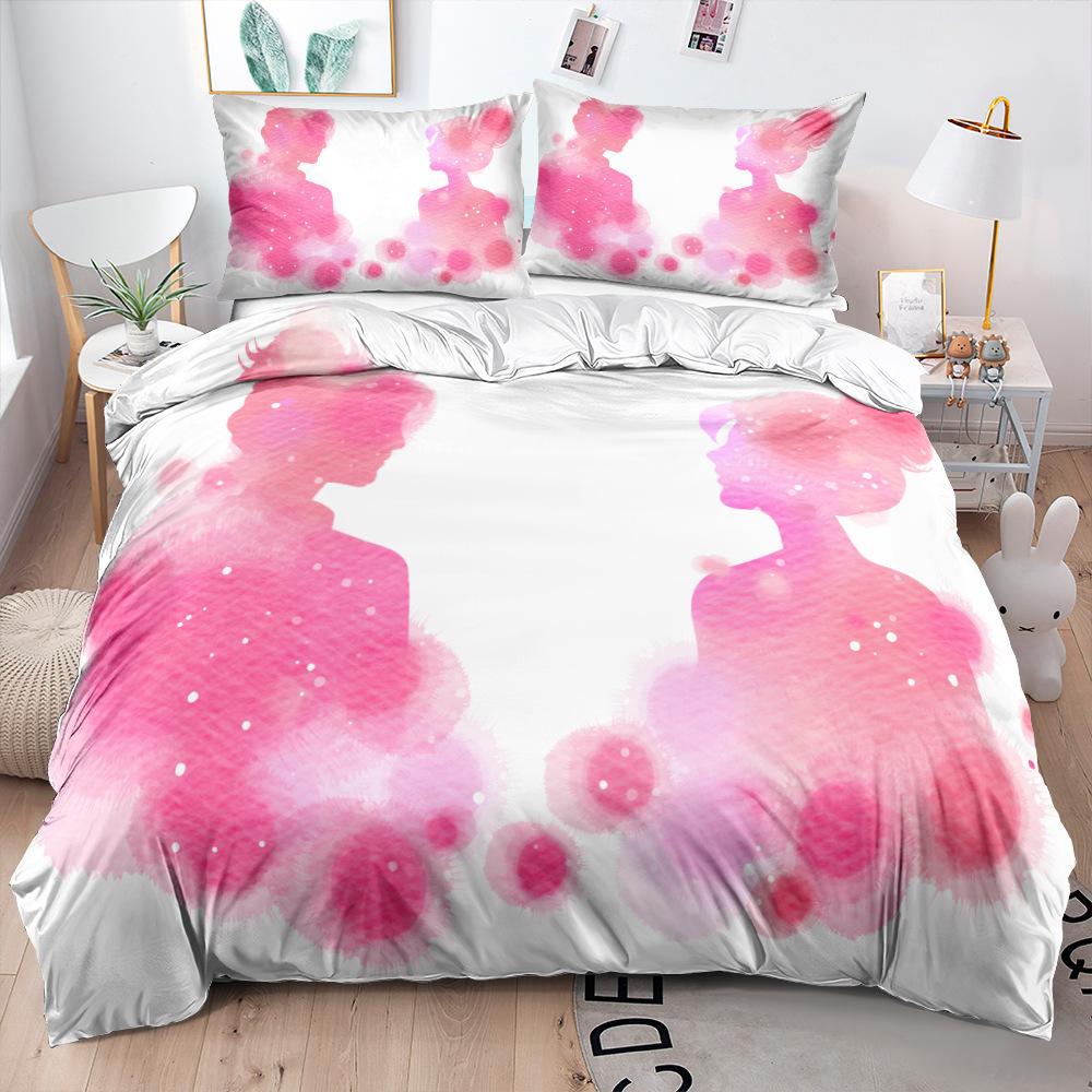 3D Creative Romantic and Beautiful Bedding Couple Down Duvet Cover Pillowcase 2/3pc King Queen Bed Cover Set Home Textile Gift