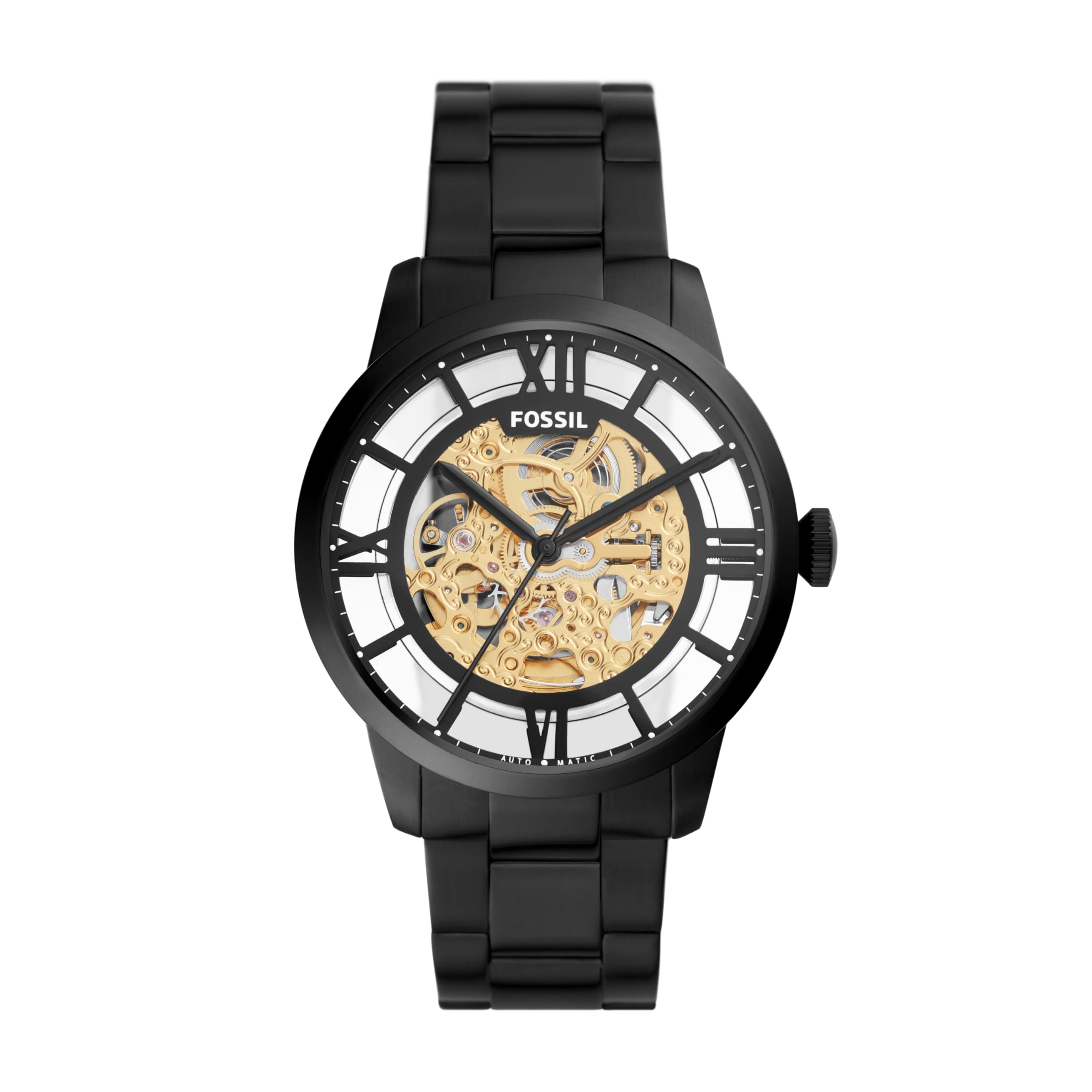 

Fossil Townsman Men s Automatic Watch with Mechanical Movement and Skeleton Dial, Black.