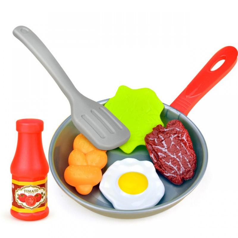 Play house cooking kitchen utensils toys kitchen simulated stir-frying pan steak food pan toys