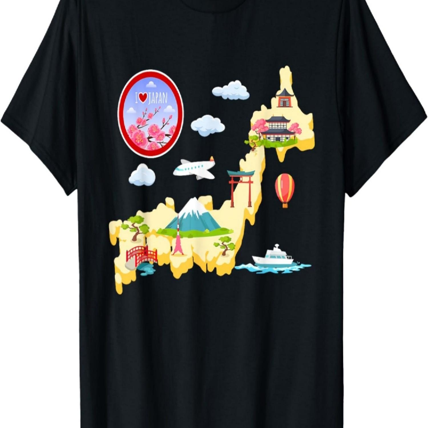 I love Japan Heart Travel Sakura Cherry Blossom Mount Fuji T-Shirt S