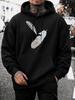 Unisex Hoodie, Casual Daily Wear, Feather Graphic Print, Pullover Sweatshirt, Streetwear Style, Autumn Winter Outdoor, Front Pocket And Drawstring Hoo