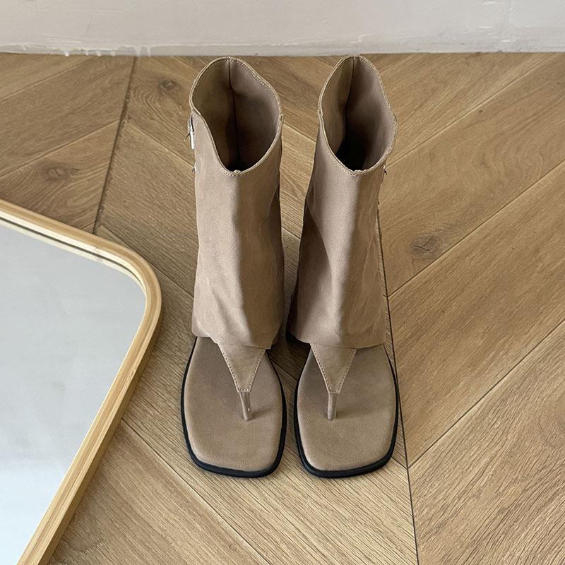 Fashion Inner Heightened Cold Boots Women 2025 New Summer Fashion Flip-toe Herringbone Pants Versatile Small Booties