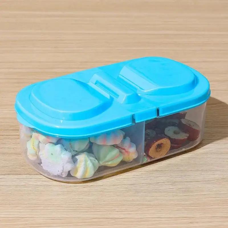 Pudełko do przechowywania warzyw Pudełko plastikowe szczelne na żywność i przyprawy Pudełka na lunch podróżne Słoik szczelny na zboża 2 przegródki Kuchnia Owoce