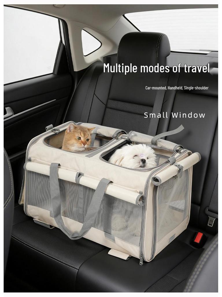 Large Capacity Rolling Pet Carrier for Two Cats or Dogs - Travel Handbag or Suitcase