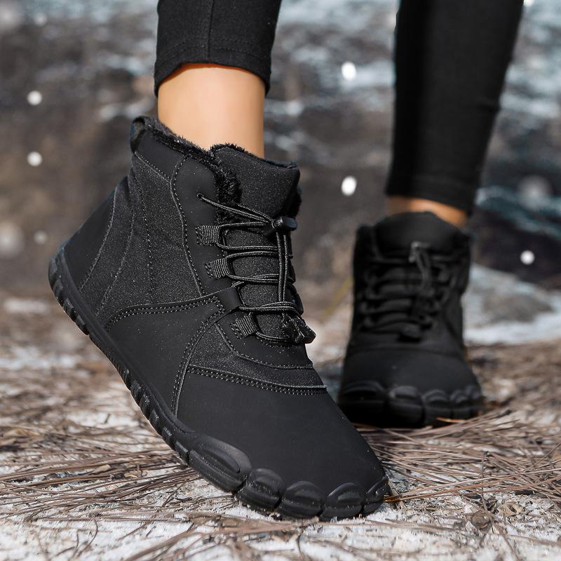 New Five-finger Cotton Shoes Outdoor Snow Boots Men's and Women's Velvet Warm Boots Wear-resistant and Non-slip Winter Thickened Couple Shoes