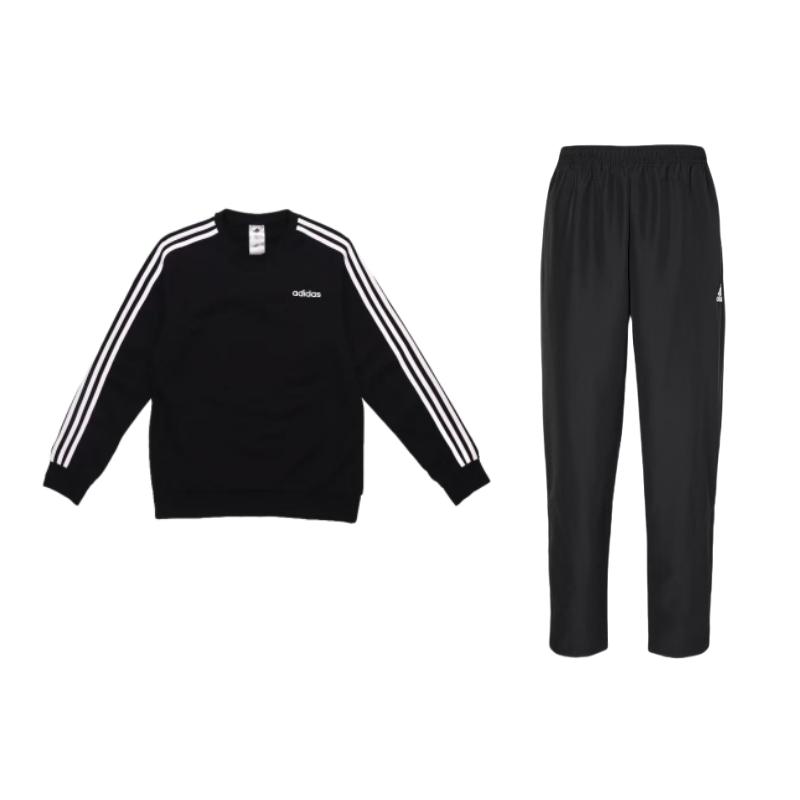 

Adidas Crew Neck Pullover Training Sweatshirt And Comfortable Long Pants Casual Sports Set Men Sports Set Black H57533+DQ3083 L