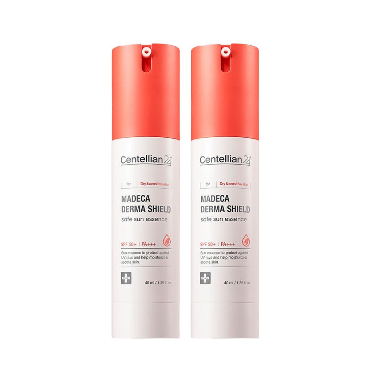 Centellian24 Madeca Derma Shield Sicherer Sonnenschutz-Essenz Feuchtigkeitsspendend Beruhigend 40ml x 2St. Koreanischer Sonnenschutz Tägliches Sonnen-Serum beige