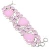 Natural Pink Chalcedony Gemstone Handmade 925 Sterling Silver Bracelet 7-8" A9S74