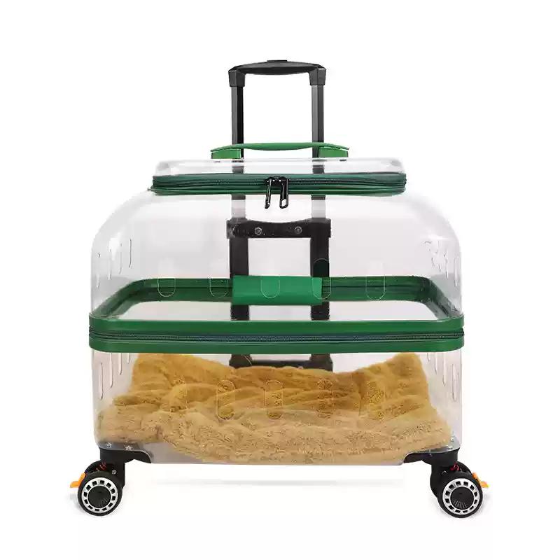 PC Material Pet Suitcase Cat Bag Portable Pet Outdoor Luggage Transparent Dog Aviation Box Small Cart Household Pet Supplies