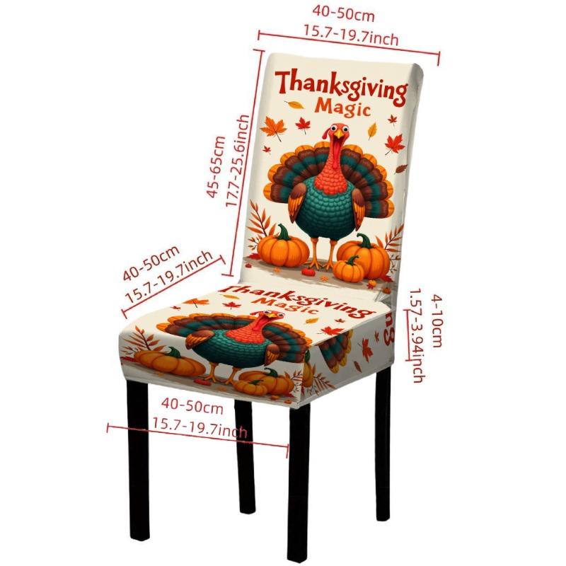 Thanksgiving Stuhlbezug Bedruckt Rutschfest Staubdicht Dekorativ Enganliegend Esszimmerbezug Hotel Veranstaltung Zuhause Universal Sitzschoner