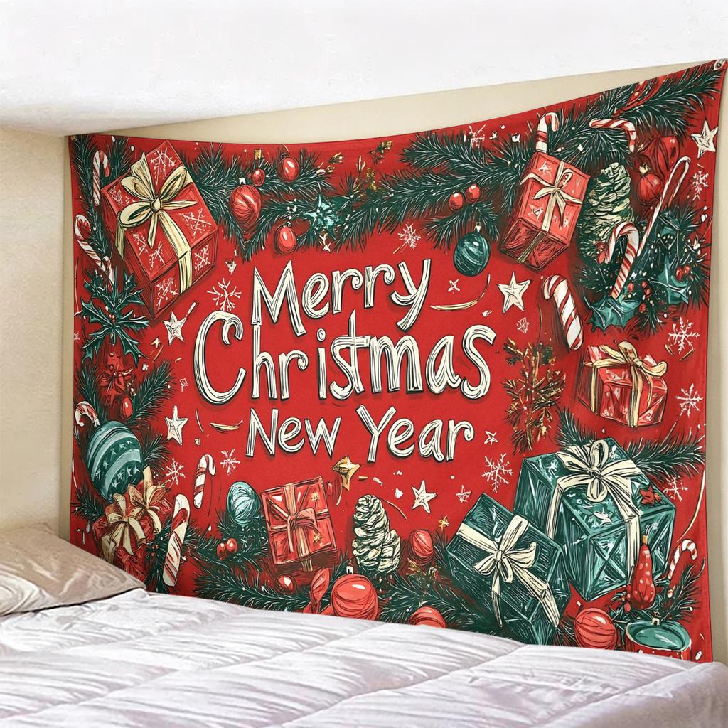 Christmas Psychedelic Tree Landscape Tapestry, Glowing Pink Forest Wall Hanging, Mystical Moon  River Backdrop for Room Decor