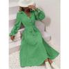 Autumn and Winter Women's Pressure Folded Peplum Long Sleeve Hem Dresses