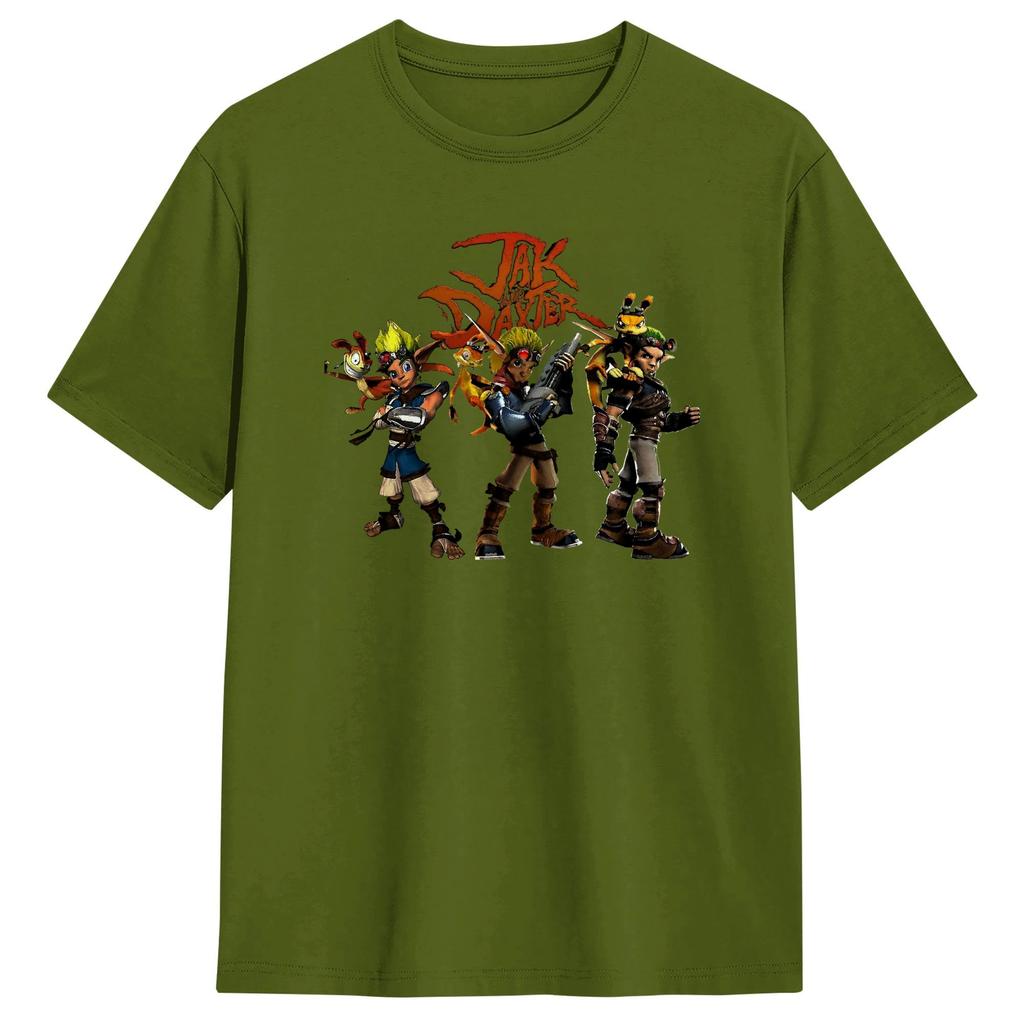 T-shirt Harajuku Spiaggia Jak and Daxter T-shirt Novità Maglietta in Puro Cotone per Unisex Y2K Casual Top a Maniche Corte Magliette