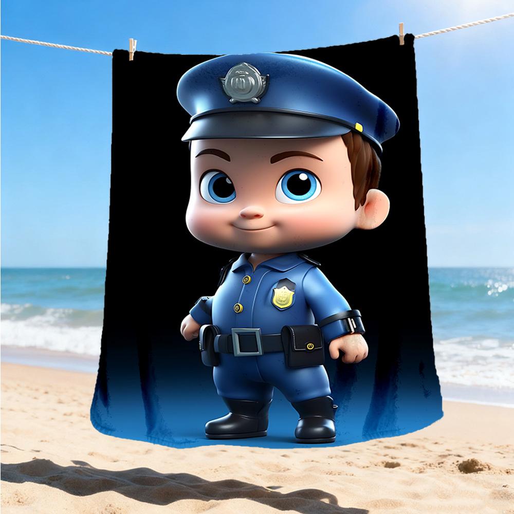 

1pc Policeman Print Outdoor Flannel Blanket Soft All Season Polyester Throw , Perfect for Picnics & Travel , Picnic Accessory 80x120cm