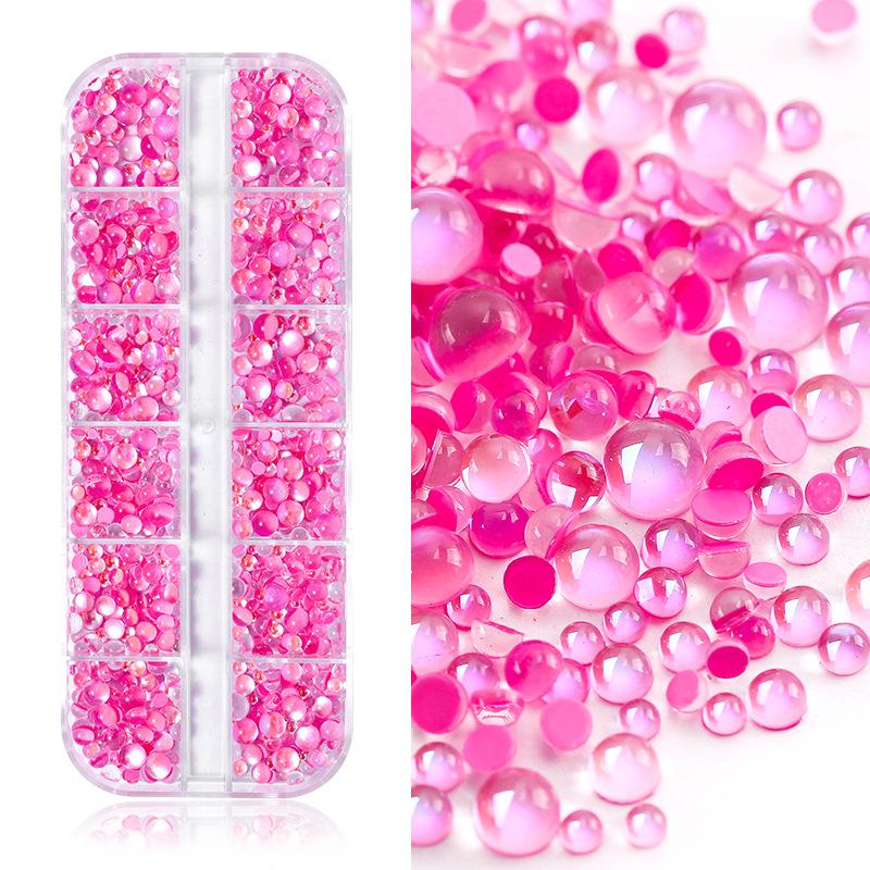 12-Grid Symphony Man Fish Ball Set Flat Bottom Nail Art Diamond Jewelry Mixed Size Nail Art Ornament Mixed